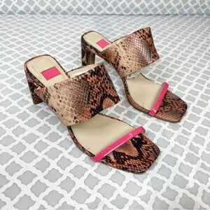 Snakeskin Patterned Women's Sandals with Pink Accents